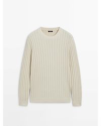 MASSIMO DUTTI - Ribbed Cotton Blend Knit Sweater - Lyst