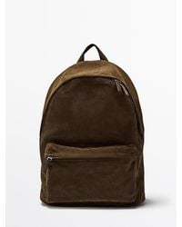 MASSIMO DUTTI - Suede Leather Backpack With Zip - Lyst