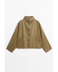 MASSIMO DUTTI - Korte Nappa Leren Jas Met Opstaande Kraag - Lyst