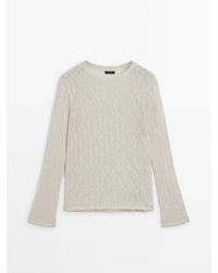 MASSIMO DUTTI - Knit Crew Neck Sweater With Wavy Detail - Lyst
