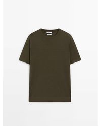 MASSIMO DUTTI - Short Sleeve Cotton And Silk Blend Sweater - Lyst