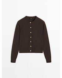 MASSIMO DUTTI - 100% Wollen Vest Met Goudgele Knopen - Lyst