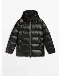 MASSIMO DUTTI - Jacket With Down And Feather Padding And Contrast Hood - Lyst