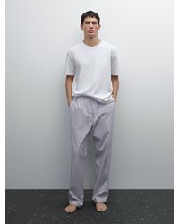 MASSIMO DUTTI - Pyjama Aus 100 Baumwolle Mit Streifen Und T-Shirt Mit Kurzen Ärmeln - Lyst