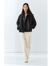 MASSIMO DUTTI - Nappa Leather Bomber Jacket - Lyst