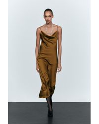 MASSIMO DUTTI - Flowing Satin Finish Midi Dress - Lyst