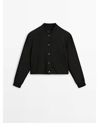MASSIMO DUTTI - Cropped Bomber Jacket With Snap Buttons - Lyst
