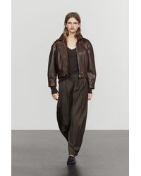 MASSIMO DUTTI - Flannel Pants With Pleats And Hem Detail - Lyst