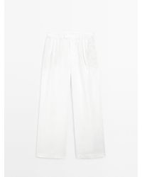 MASSIMO DUTTI - 100% Linnen Drievoudige Bandplooi Broek - Lyst