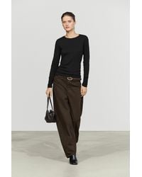 MASSIMO DUTTI - Cotton T-Shirt With Long Sleeve And Cuff Detail - Lyst