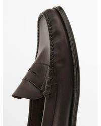 MASSIMO DUTTI - Soft Oiled Leather Penny Loafers - Lyst