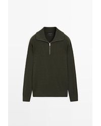 MASSIMO DUTTI - Mock Neck Knit Zip Sweater - Lyst
