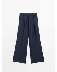 MASSIMO DUTTI - Wide-Leg Trousers With Elasticated Waistband - Lyst