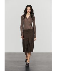 MASSIMO DUTTI - 100% Wool Midi Skirt With Split Detail - Lyst