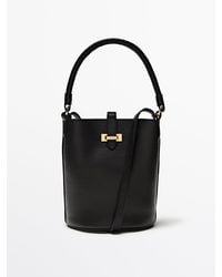 MASSIMO DUTTI - Nappa Leather Mini Bucket Bag With Buckle - Lyst