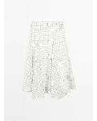 MASSIMO DUTTI - Soepelvallende Halflange Rok Met Ruiten - Lyst