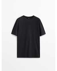 MASSIMO DUTTI - Short Sleeve Mercerised Cotton T-Shirt - Lyst