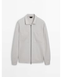 MASSIMO DUTTI - Knit Cardigan With Zip And Shirt Collar - Lyst
