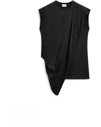 MASSIMO DUTTI - Asymmetrische, Soepelvallende Top Met Plooitjes – Limited Edition - Lyst