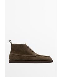 MASSIMO DUTTI - Split Suede Leather Ankle Boot - Lyst