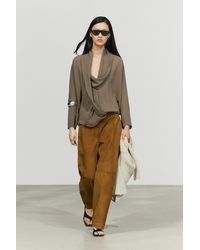 MASSIMO DUTTI - Draped Surplice Neck Flowing Shirt - Lyst