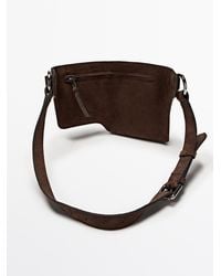 MASSIMO DUTTI - Split Leather Double Compartment Belt Bag - Lyst