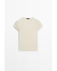 MASSIMO DUTTI - Short Sleeve Cotton Blend T-Shirt - Lyst