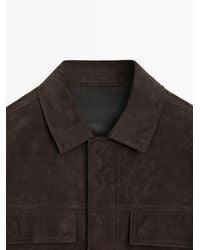 MASSIMO DUTTI - Suede Leather Jacket With Pockets - Lyst