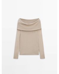 MASSIMO DUTTI - Long Sleeve Knit Sweater With Exposed Shoulders - Lyst