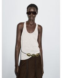 MASSIMO DUTTI - Jupe Midi Ample En Cuir Finition Daim - Lyst