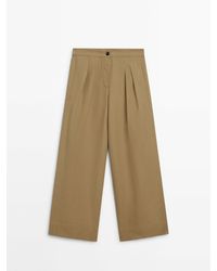 MASSIMO DUTTI - High-Waist Wide-Leg Trousers With Double Dart Detail - Lyst