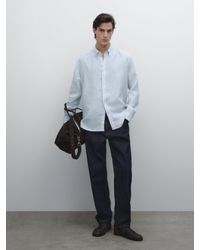 MASSIMO DUTTI - Regular Fit Striped Shirt 100% Linen - Lyst