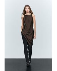 MASSIMO DUTTI - Satin Flowing Midi Dress - Lyst
