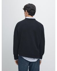 MASSIMO DUTTI - Strickpullover Im Polo-Stil Mit V-Ausschnitt Aus 100 Wolle - Lyst