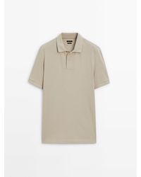 MASSIMO DUTTI - Microtextured Cotton Piqué Polo Shirt - Lyst