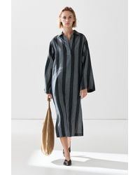 MASSIMO DUTTI - Striped Linen And Cotton Blend Kaftan - Lyst