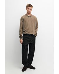 MASSIMO DUTTI - Wool Blend Knit Polo Sweater - Lyst