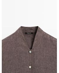 MASSIMO DUTTI - 100% Linen V-Neck Shirt - Lyst