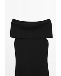 MASSIMO DUTTI - Vestido Midi Punto Hombros Descubiertos - Lyst