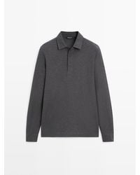MASSIMO DUTTI - Piqué Polo Met Structuur En Lange Mouw - Lyst