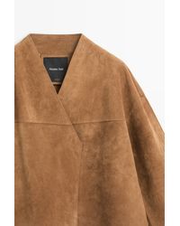 MASSIMO DUTTI - Short Double-Breasted Suede Leather Jacket - Lyst