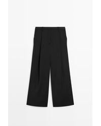 MASSIMO DUTTI - Vloeiende Wide Leg Cropped Broek - Lyst