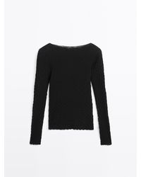 MASSIMO DUTTI - 100% Katoenen Top Met Lange Mouw En Structuur - Lyst