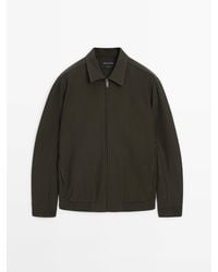 MASSIMO DUTTI - Twill Bomber Jacket With Shirt Collar - Lyst