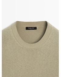 MASSIMO DUTTI - Knit Cotton And Wool Sweater With Crew Neck - Lyst