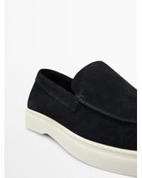 MASSIMO DUTTI - Split Leather Loafers With Moc Toe - Lyst