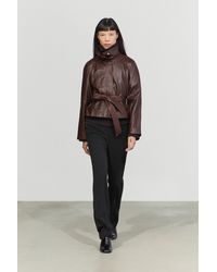 MASSIMO DUTTI - Kort Jack Van Nappa-Leer Met Riem - Lyst