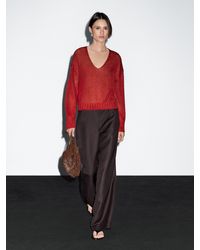 MASSIMO DUTTI - Strickpullover Aus Leinen Mit V-Ausschnitt - Lyst