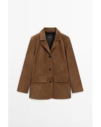 MASSIMO DUTTI - Suède Leren Blazer - Lyst