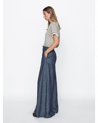 ◆Massimo Dutti◆ Textured wide leg high waist denim pants High-waist wide-leg jeans with belt · Blue · Dressy